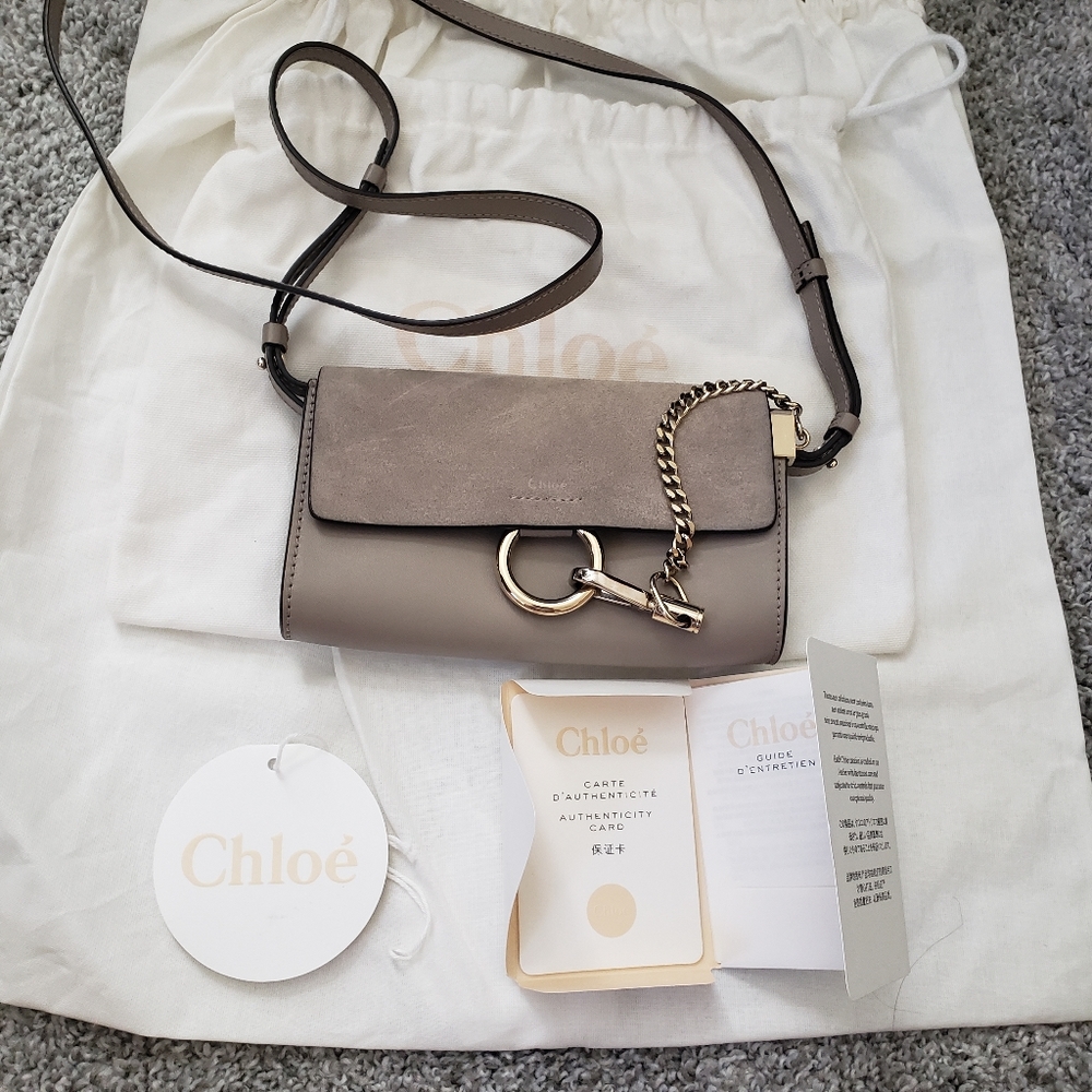 Chloe Faye Mini Crossbody Bag Motty Gray